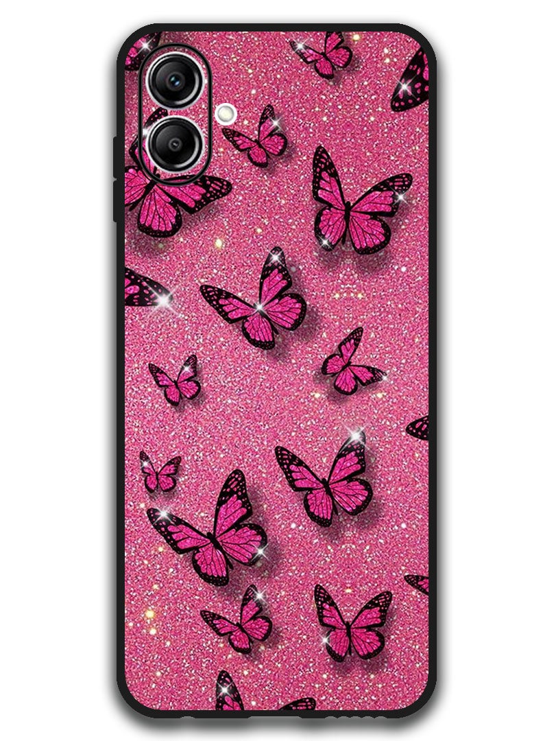 Theodor Case Compatible with Samsung Galaxy A07 6.7 Inch Protection Shockproof Bumper Cover Pink Butterflies - Image 1
